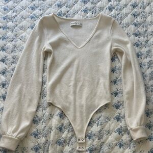 Abercrombie & Fitch Cream V-Neck Bodysuit